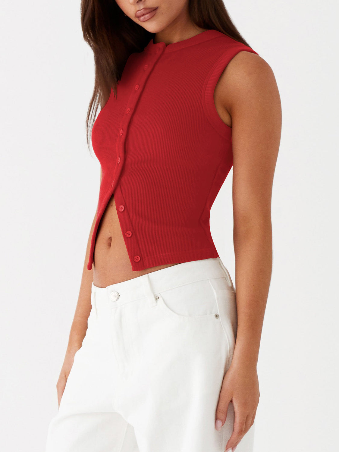 Lovelet Button Up Round Neck Tank